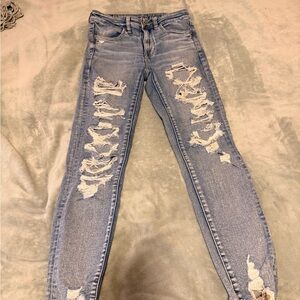 American Eagle Outfitters Ripped Light Blue Skinny Jeans
